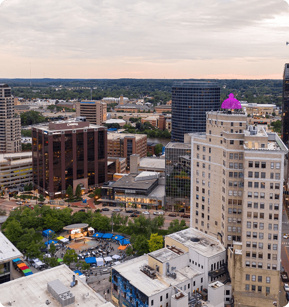 Grand Rapids city skyline and downtown buildings